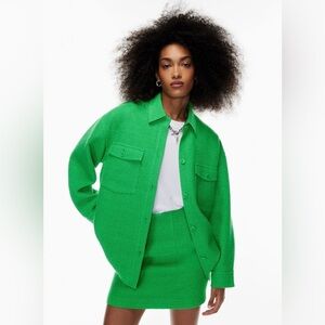 Aritzia Babaton Joan Shirt Jacket Size 2 Medium In Green Cotton & Lined Blend
